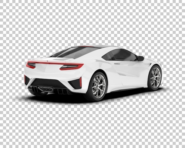 White sport car on transparent background 3d rendering illustration