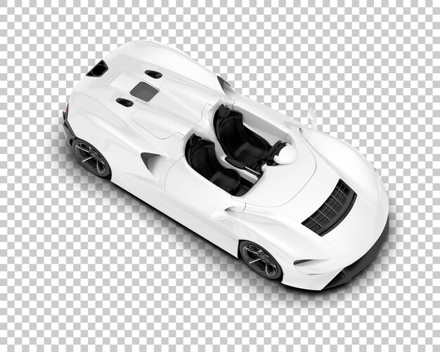 PSD white sport car on transparent background 3d rendering illustration