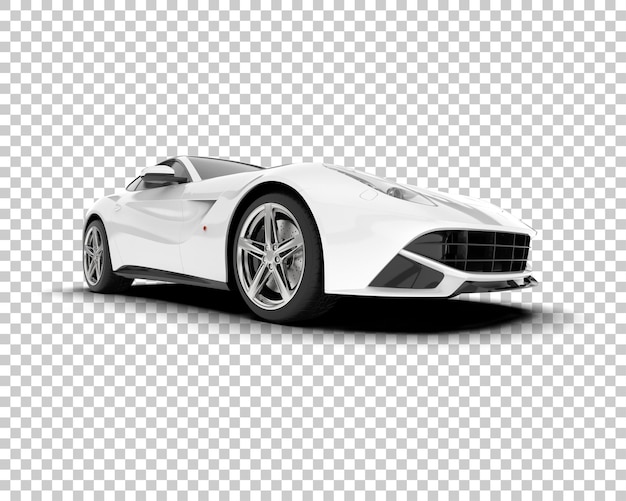 White sport car on transparent background 3d rendering illustration