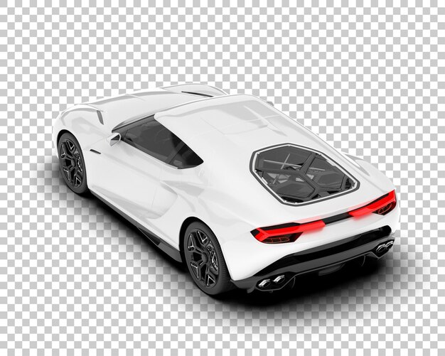 PSD white sport car on transparent background 3d rendering illustration