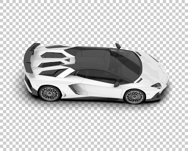 PSD white sport car on transparent background 3d rendering illustration