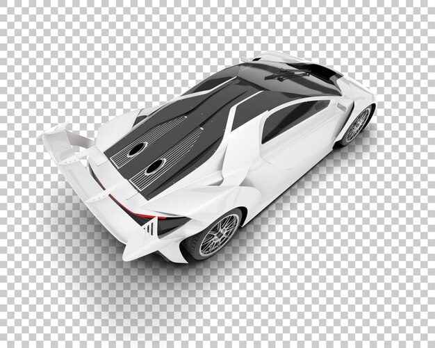 White sport car on transparent background 3d rendering illustration