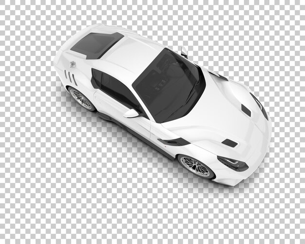 White sport car on transparent background 3d rendering illustration