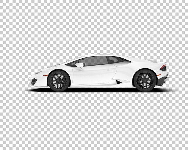 White sport car on transparent background 3d rendering illustration