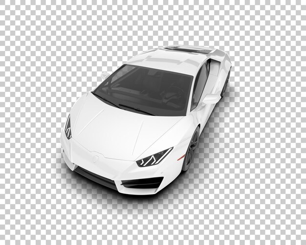 White sport car on transparent background 3d rendering illustration