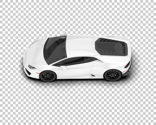 White sport car on transparent background 3d rendering illustration