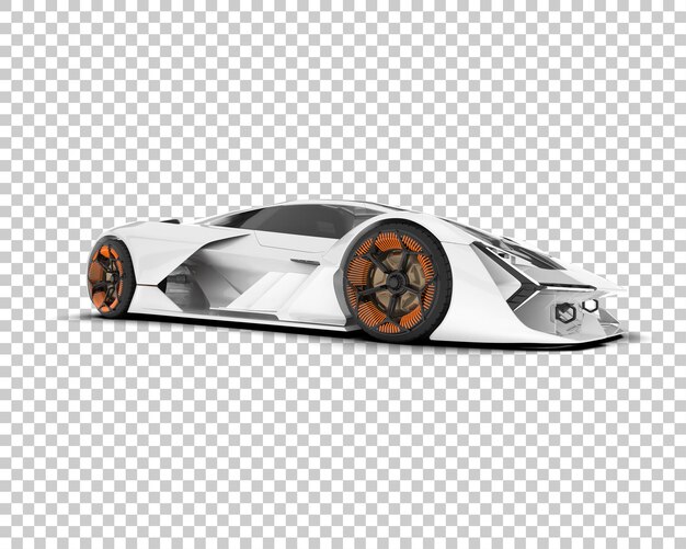 PSD white sport car on transparent background 3d rendering illustration