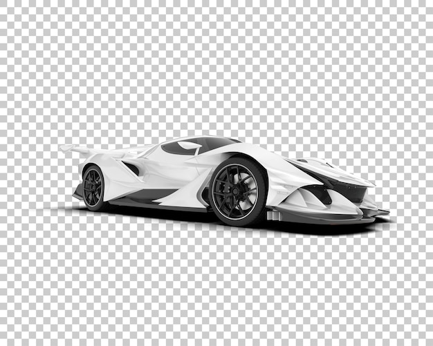 White sport car on transparent background 3d rendering illustration