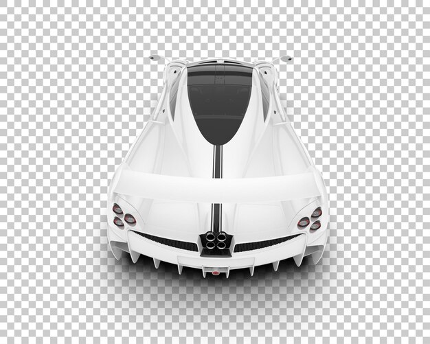 PSD white sport car on transparent background 3d rendering illustration