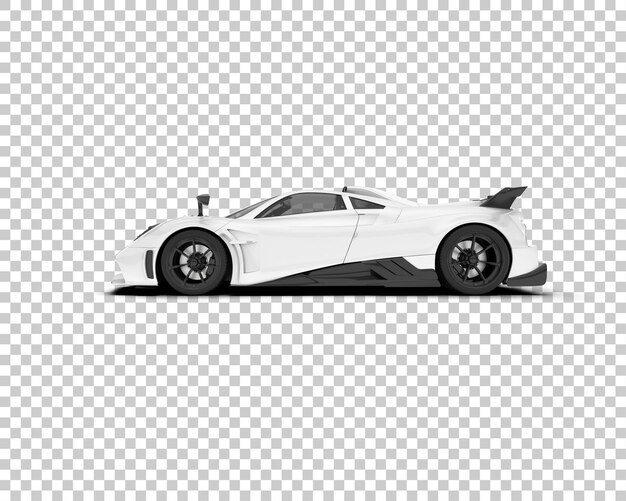 PSD white sport car on transparent background 3d rendering illustration