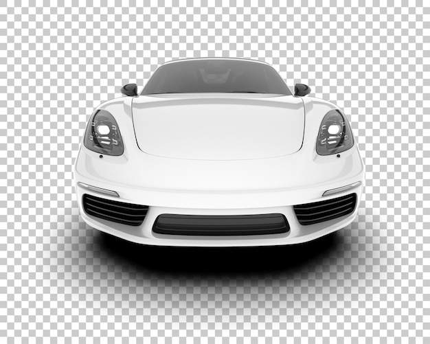 White sport car on transparent background 3d rendering illustration