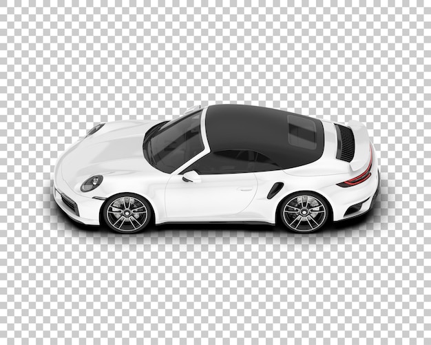 White sport car on transparent background 3d rendering illustration