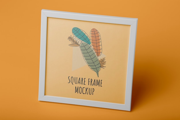 PSD white square frame with orange background