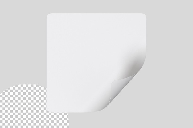 White square sticker badge with bend corner