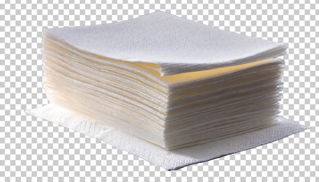 PSD white stack paper napkin isolated on transparent background