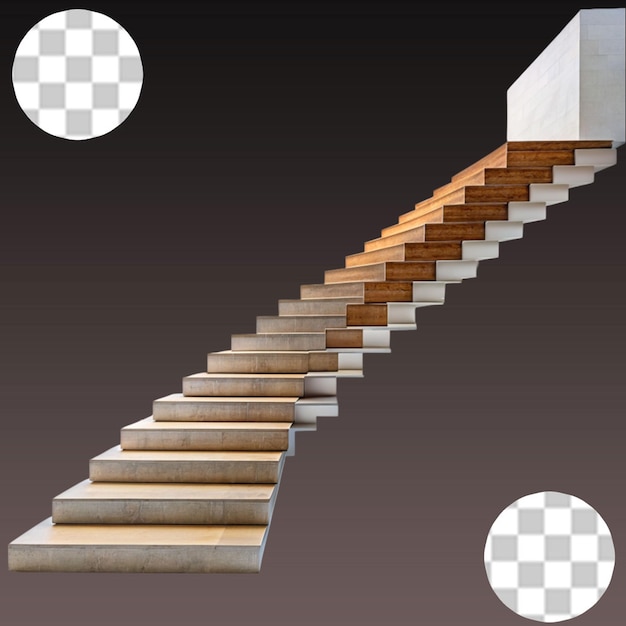 PSD white stairs isolated on a transparent background