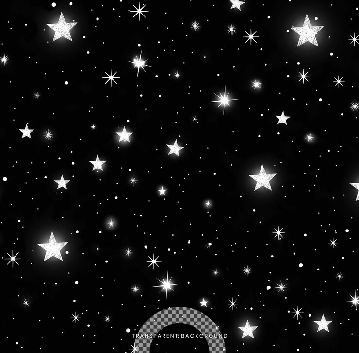 PSD white stars streaking across on a transparent background