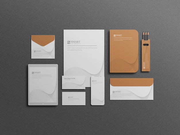 White stationery set mockup