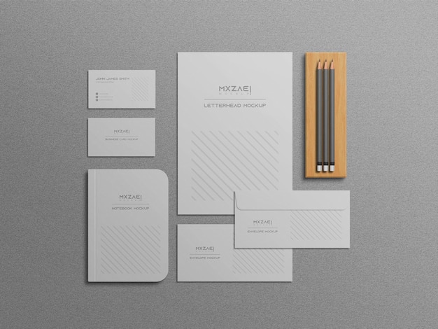 White Stationery Set Mockup