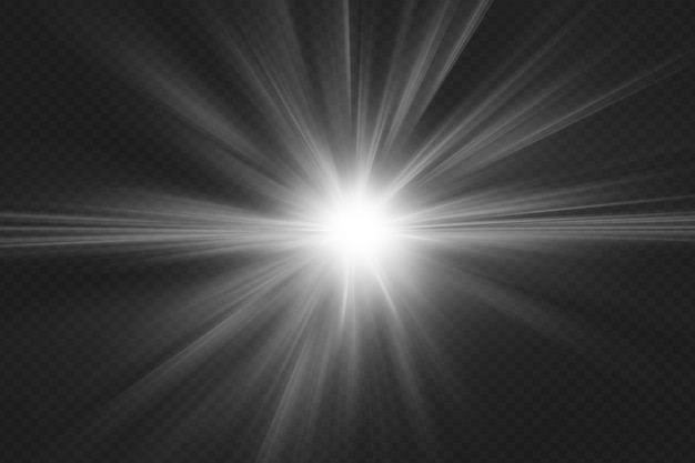 PSD white sun light lens flare on black background