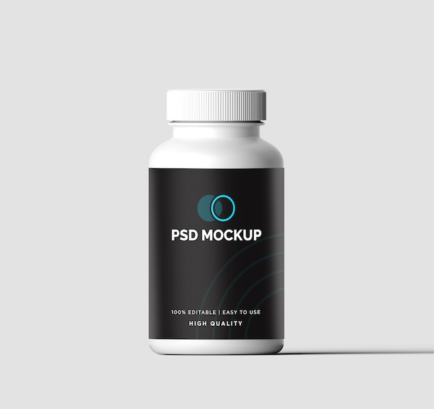 White Supplement Bottle PSD Mockup