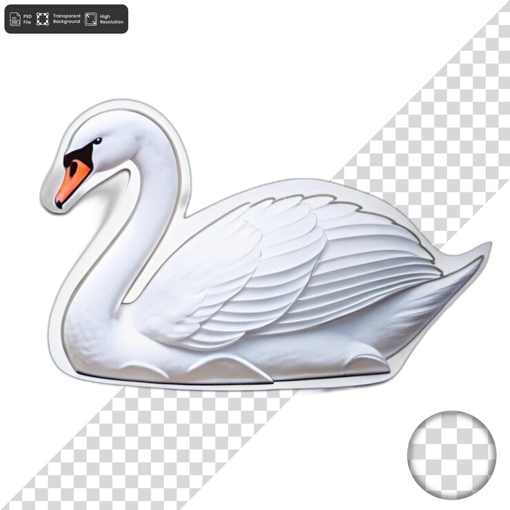 PSD white swan psd file with transparent background