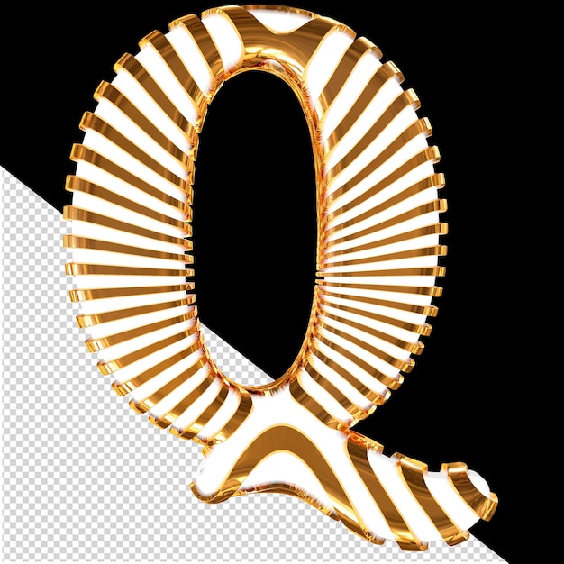 PSD simbolo bianco con cinghie orizzontali ultra sottili dorate lettera q