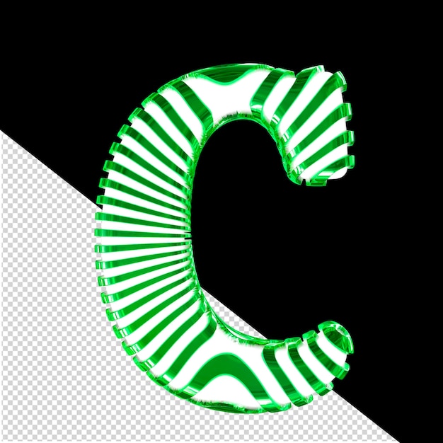 PSD 白いシンボル 緑色の超薄い水平ストラップ 文字 c