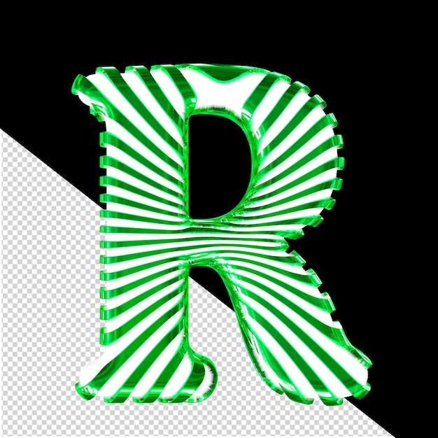 PSD white symbol with green ultra thin horizontal straps letter r