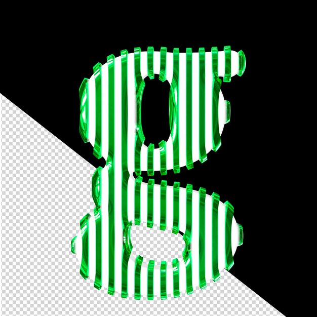 White symbol with green vertical ultra thin straps letter g