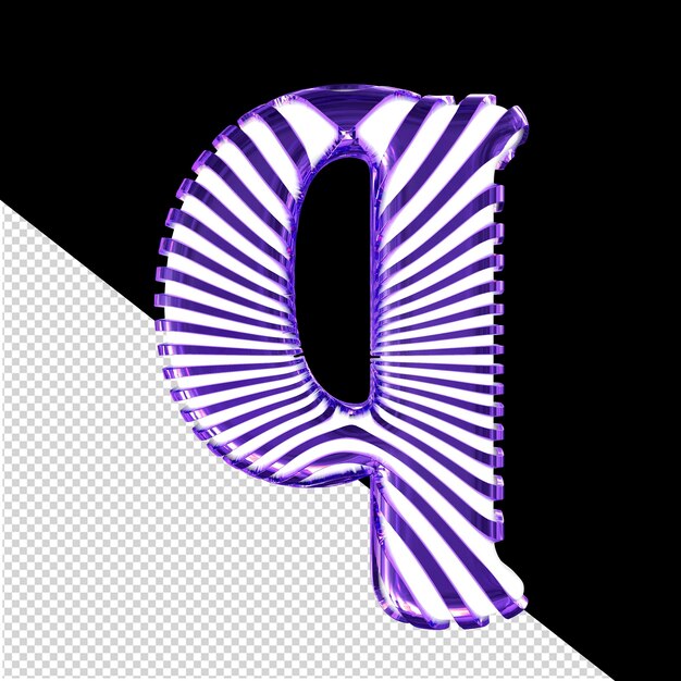 PSD white symbol with purple ultra thin horizontal straps letter q