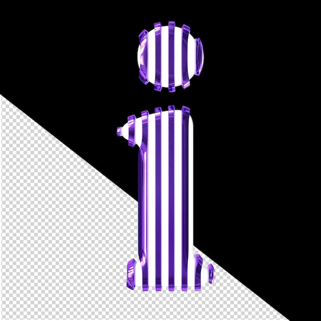 Белый символ с фиолетовыми вертикальными ультратонкими ремешками буква i