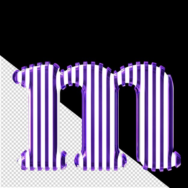 PSD white symbol with purple vertical ultra thin straps letter m