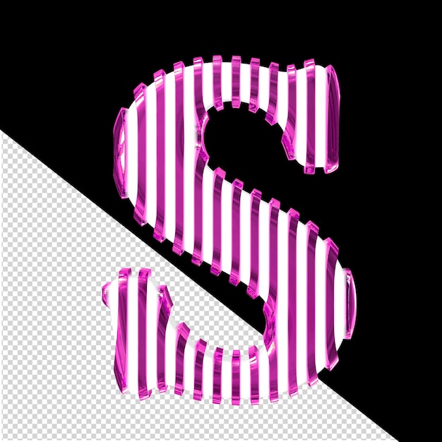 Белый символ с фиолетовыми вертикальными ультратонкими ремешками буквой s