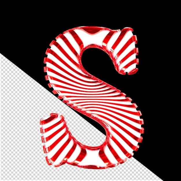 PSD white symbol with red ultra thin horizontal straps letter s