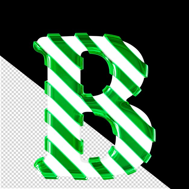 PSD 白いシンボル 緑色の細い対角ストレップ 文字 b