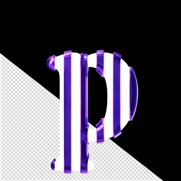 PSD white symbol with thin purple vertical straps letter p