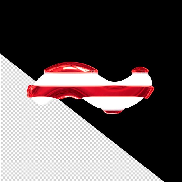 PSD white symbol with thin red horizontal straps