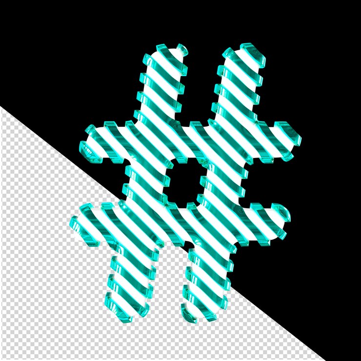 PSD white symbol with turquoise diagonal ultra thin straps