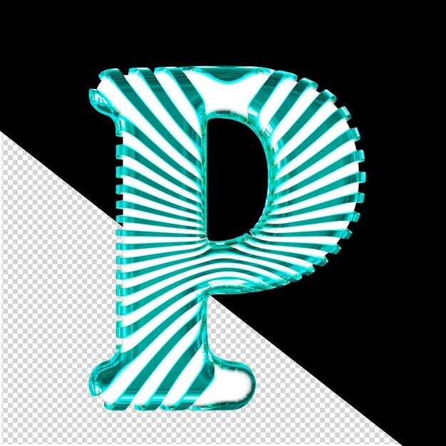 PSD white symbol with turquoise ultra thin horizontal straps letter p