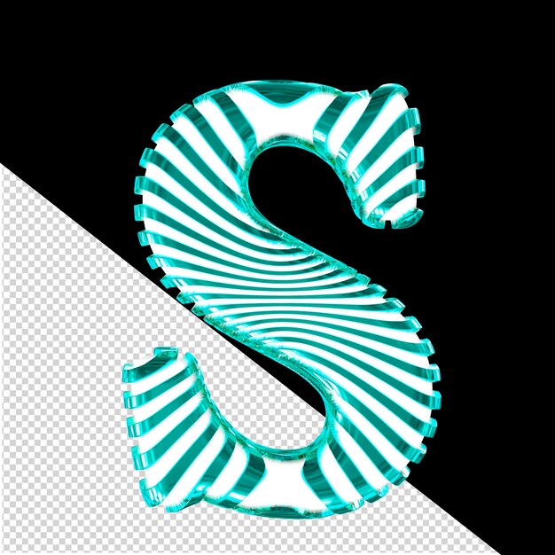 PSD Белый символ с бирюзовыми ультратонкими горизонтальными ремнями буква s