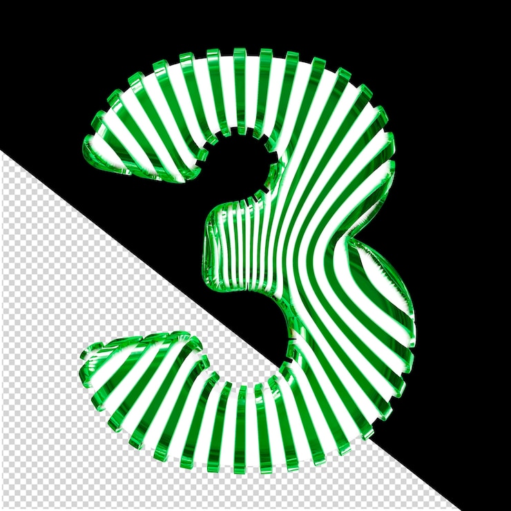 PSD white symbol with ultra thin green straps number 3