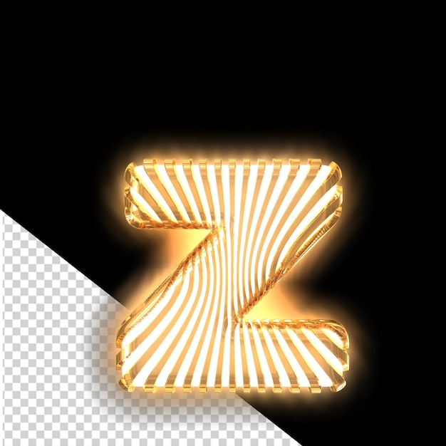 White symbol with ultra thin luminous vertical straps letter z