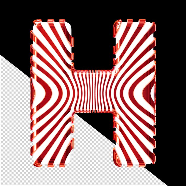 White symbol with ultra thin red straps letter h