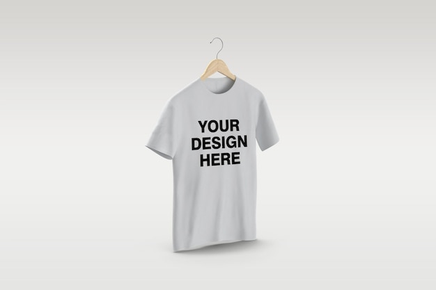 White t-shirt on hanger mockup design isolated isolated