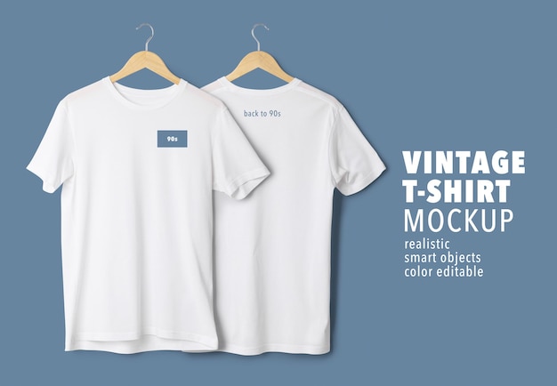 White t shirt mockup hanging realistic template