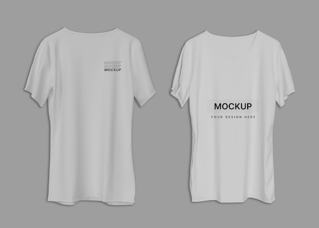 PSD white t-shirt model front and back view mockup