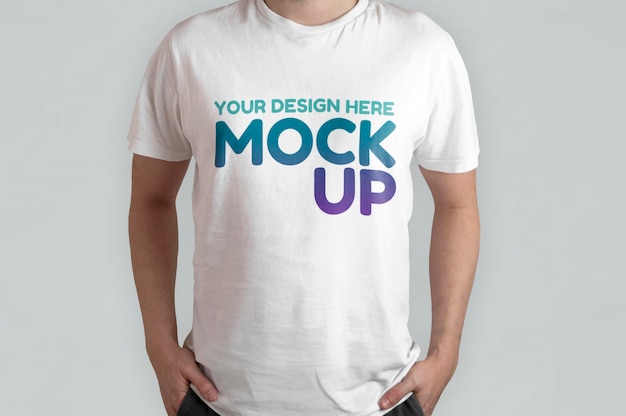 PSD modello di t-shirt bianca vista frontale mockup