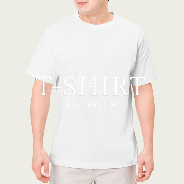 White t-shirt psd mockup for men clothing