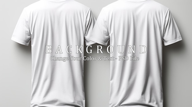 White tee t shirt round neck front back and side view